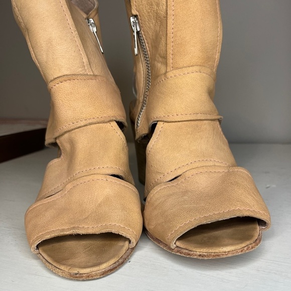 Free People Effie Stacked Heel Cut Out Leather Bootie - Picture 6 of 14